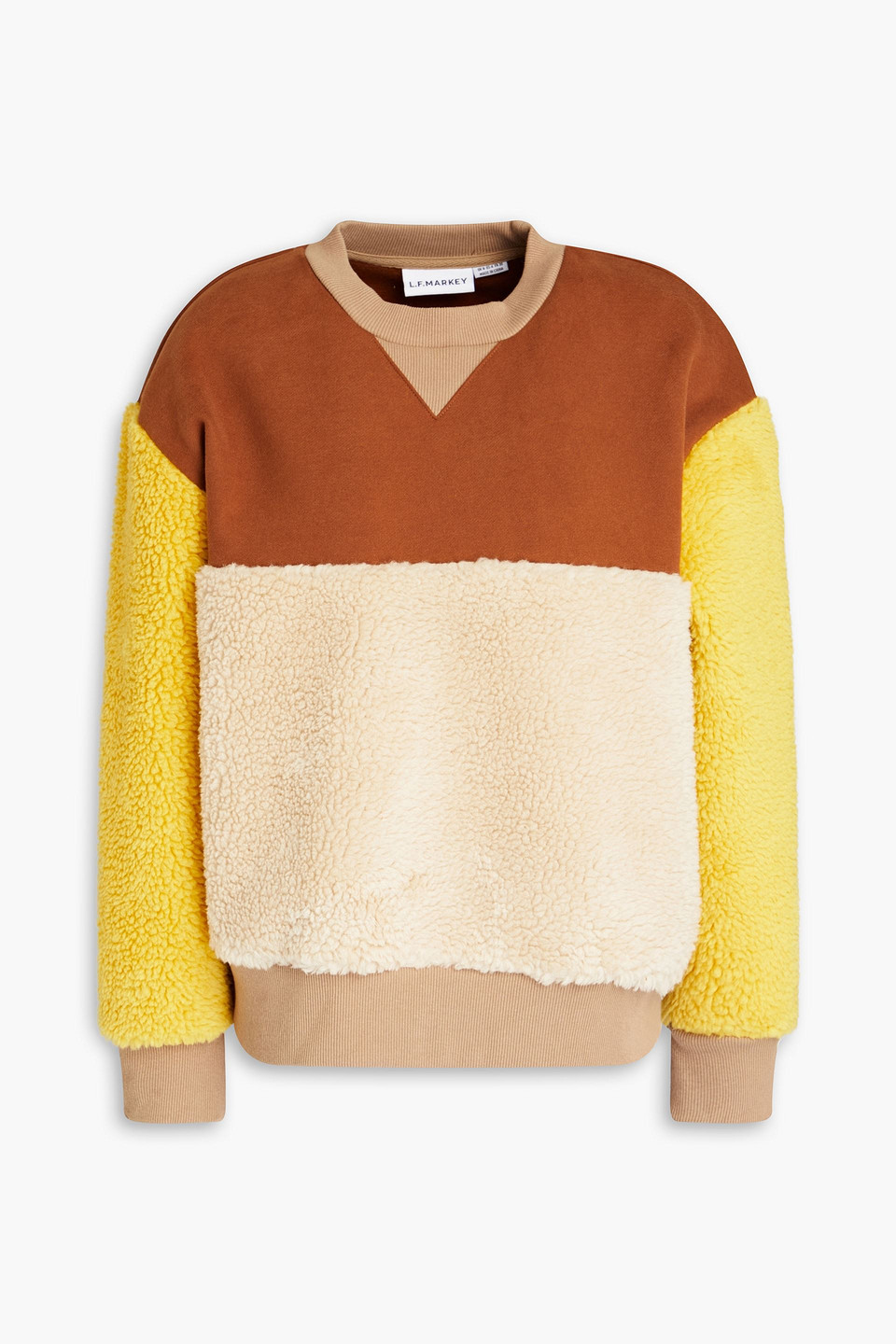 Lf Markey Yannick Cotton Jersey-paneled Faux Shearling Sweatshirt