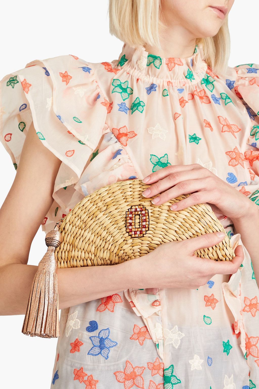 ANYA HINDMARCH Embellished woven pouch Sale up to 70 off THE