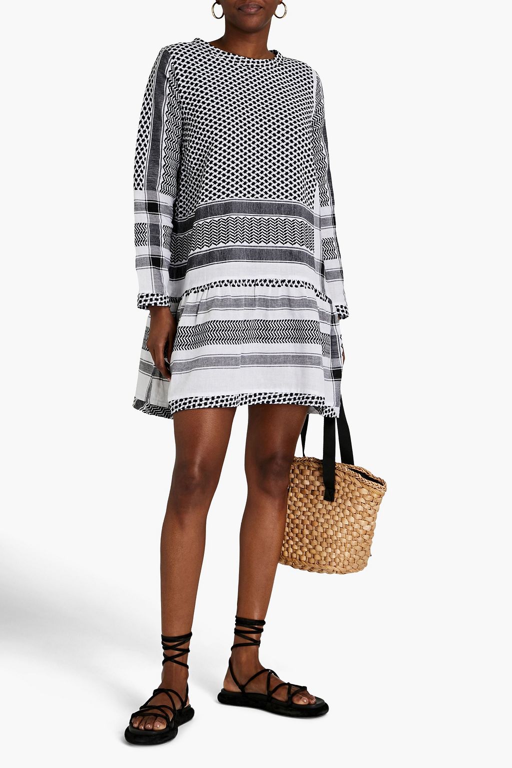 SUMMERY COPENHAGEN Gathered cottonjacquard mini dress THE