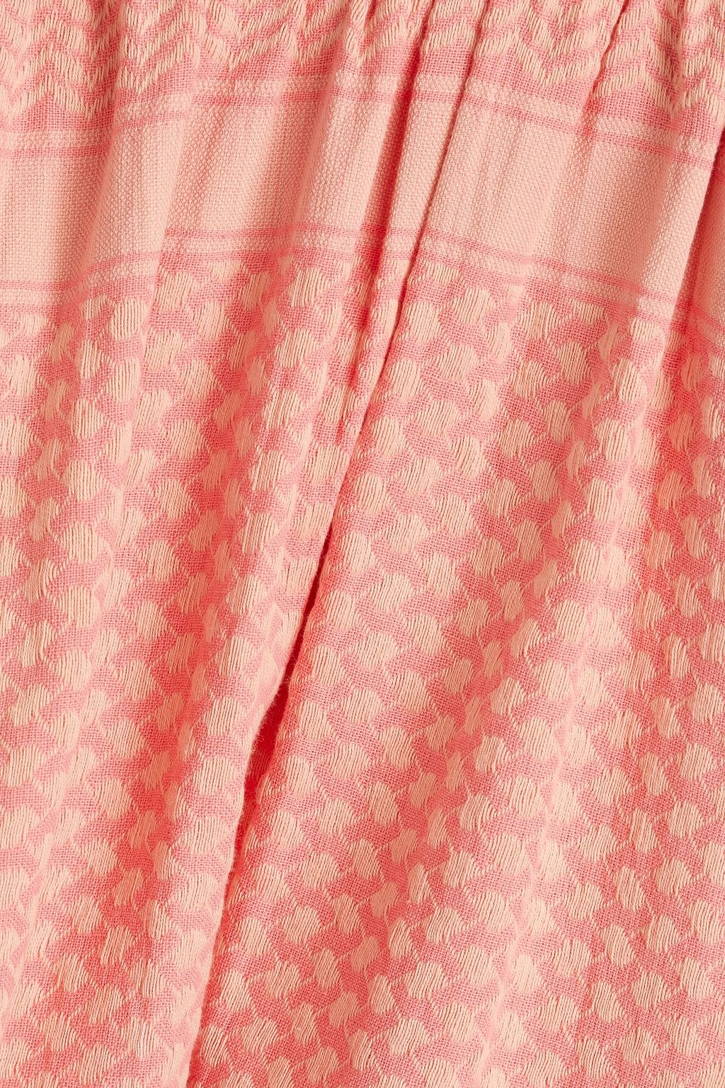 SUMMERY COPENHAGEN Gathered cotton-jacquard mini skirt