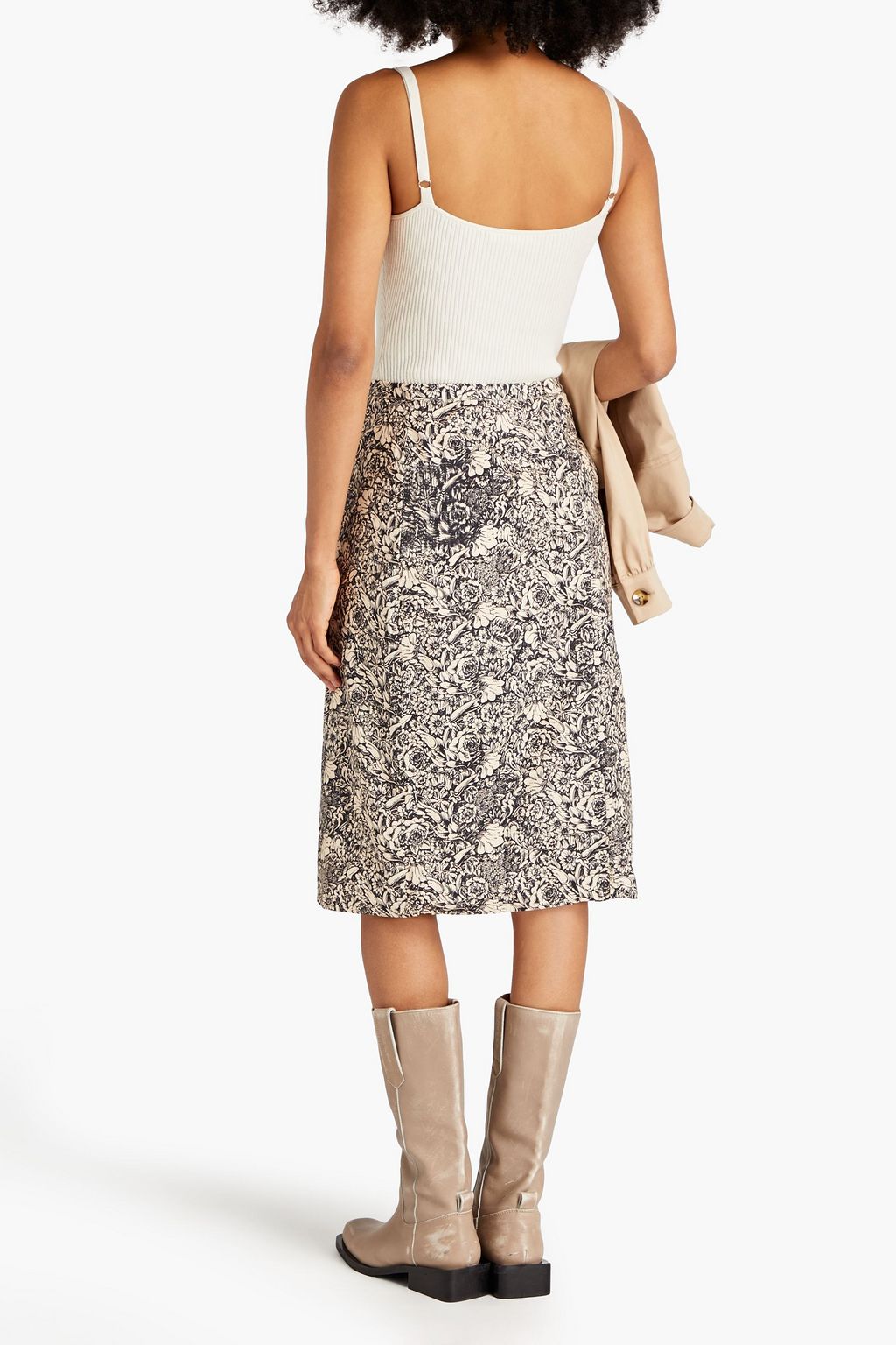 MEADOWS Floral-print cotton skirt