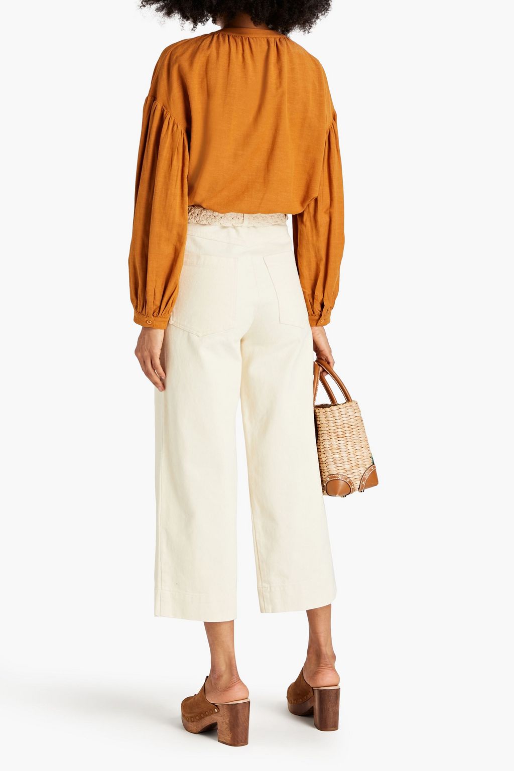 MEADOWS Hazel gathered slub woven blouse
