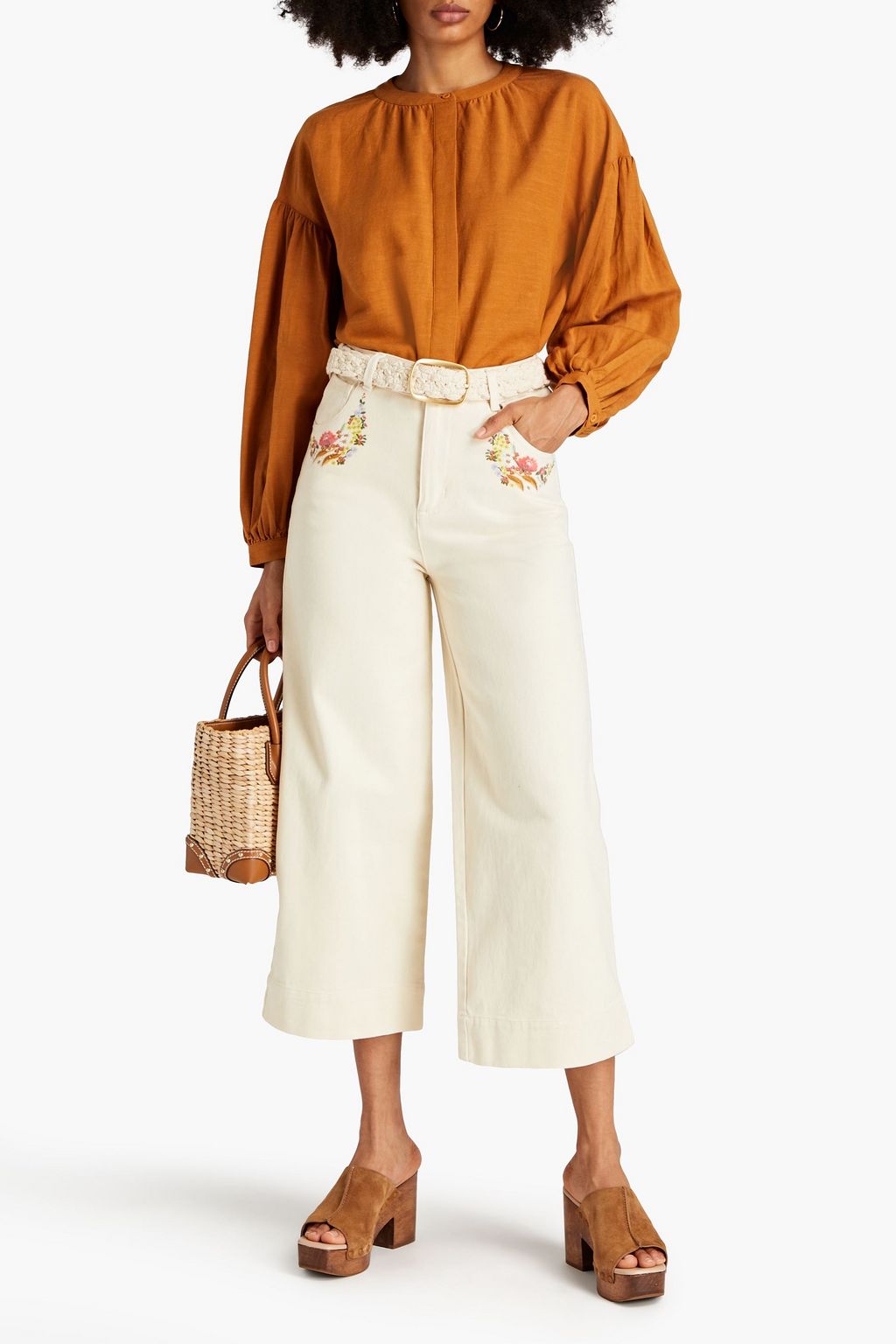 MEADOWS Hazel gathered slub woven blouse