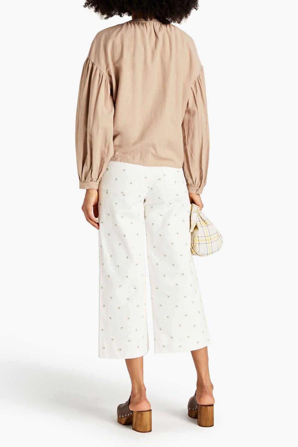 MEADOWS Hazel gathered slub woven blouse