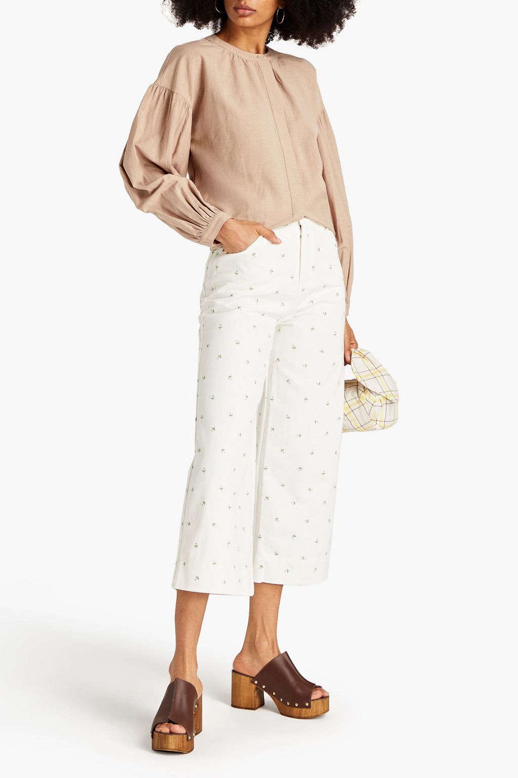 MEADOWS Hazel gathered slub woven blouse