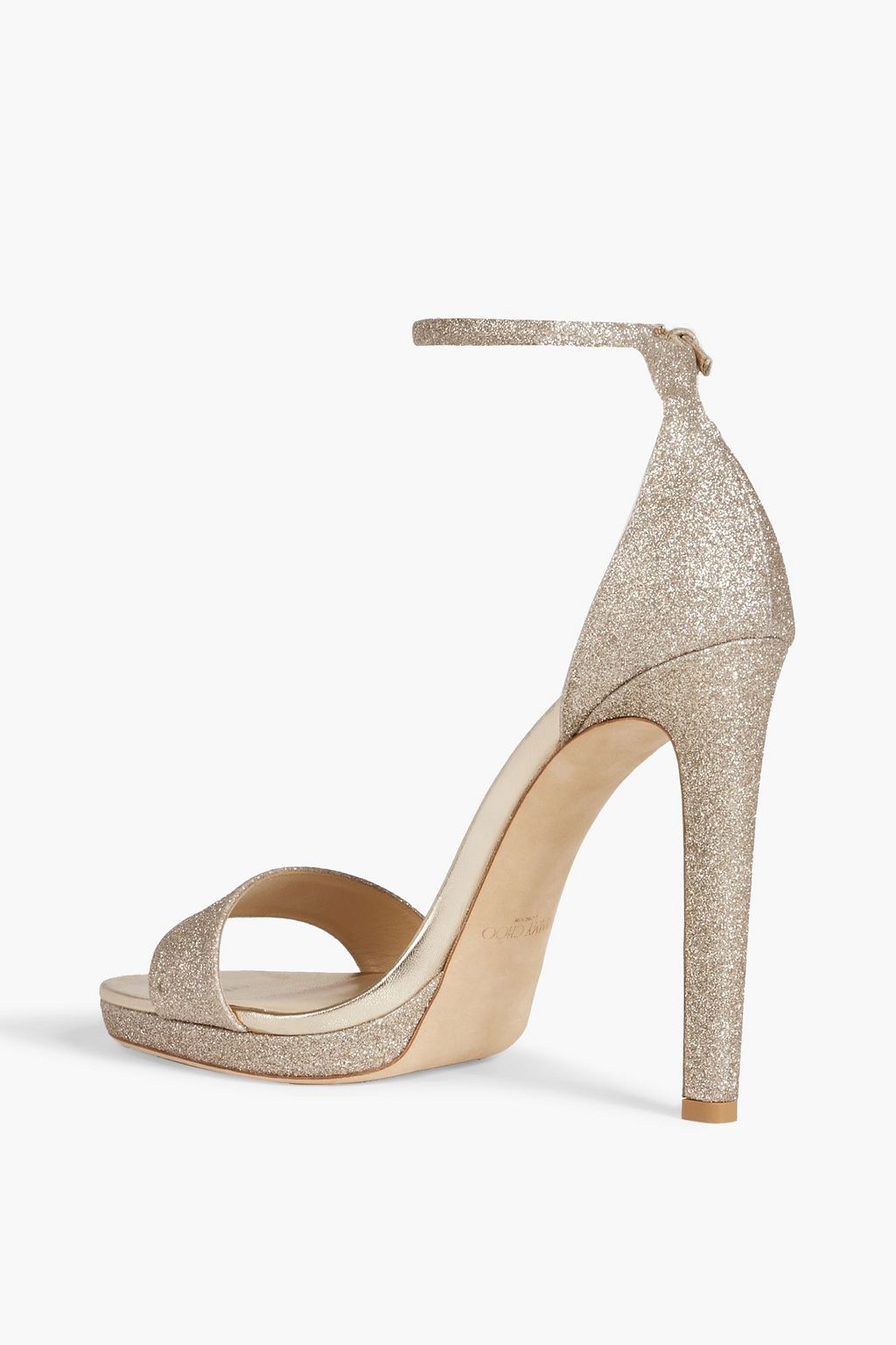 JIMMY CHOO Misty 120 glittered woven sandals