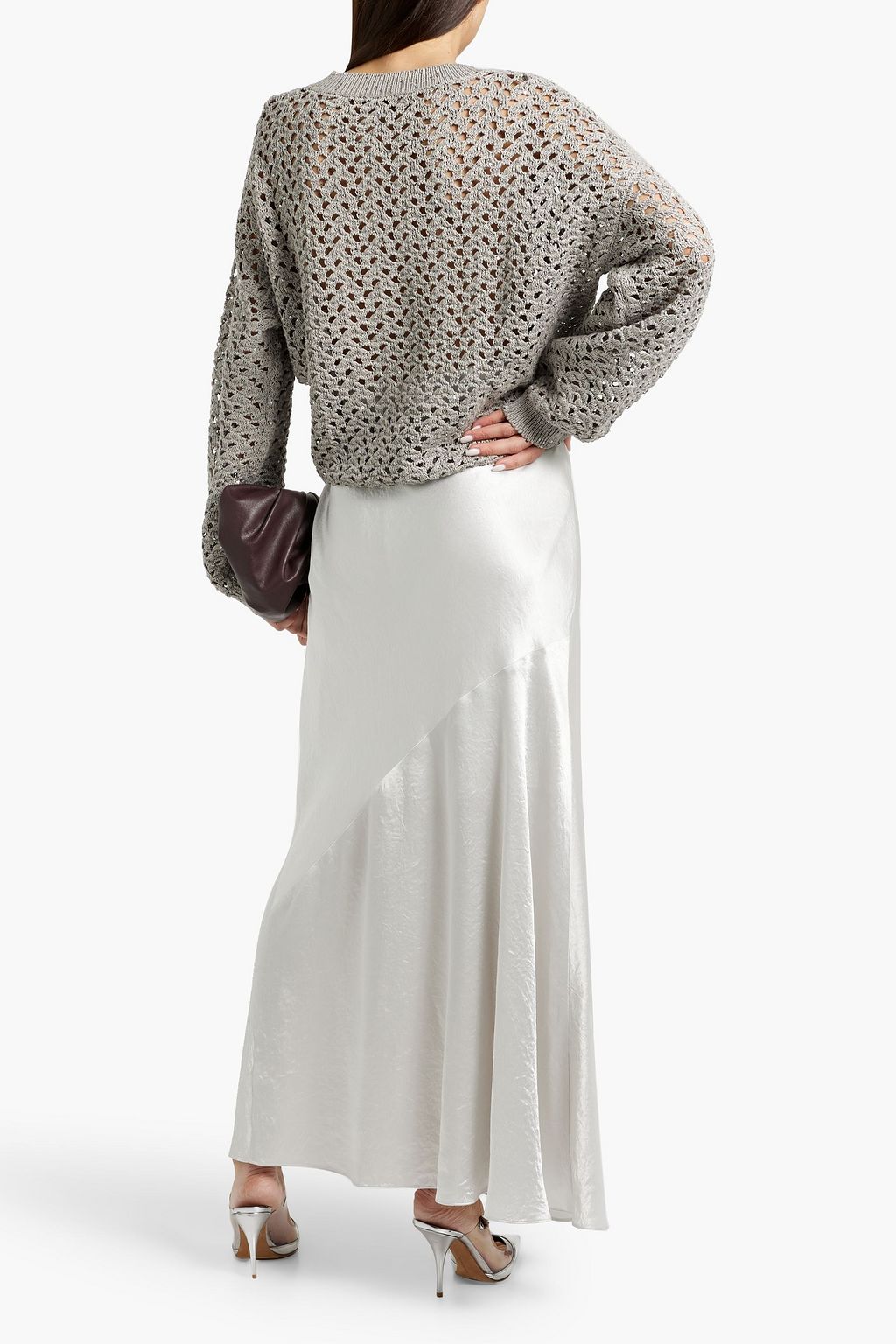 BRUNELLO CUCINELLI Sequin-embellished open-knit cotton, linen and silk-blend sweater
