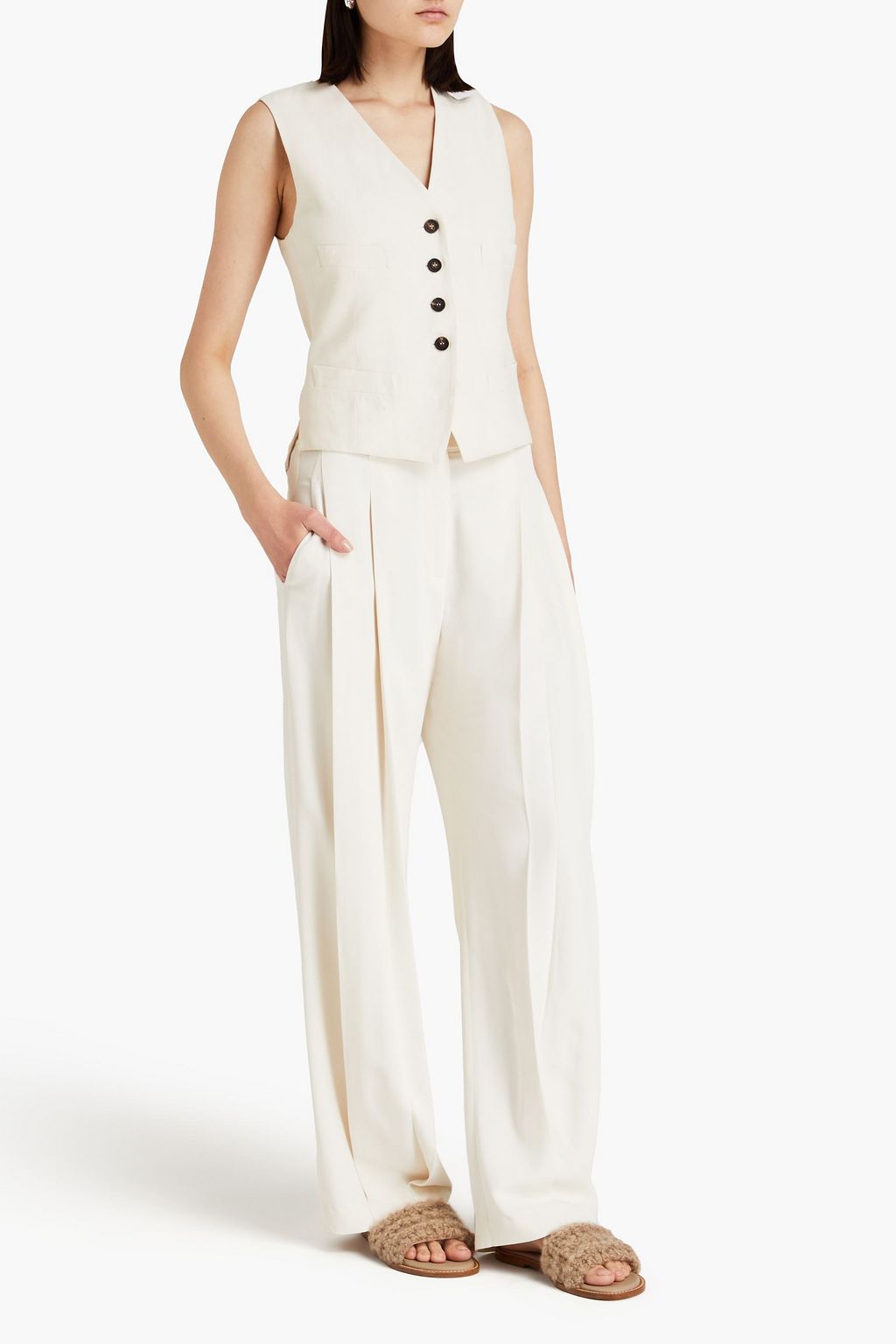 BRUNELLO CUCINELLI Hose mit weitem Bein aus Crêpe mit Falten