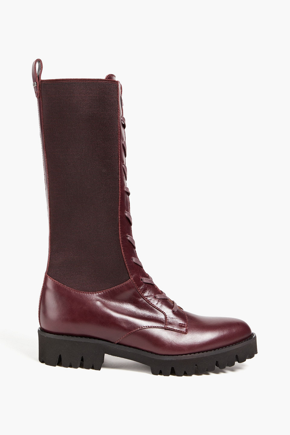 Theory Glossed-leather Combat Boots In Brown