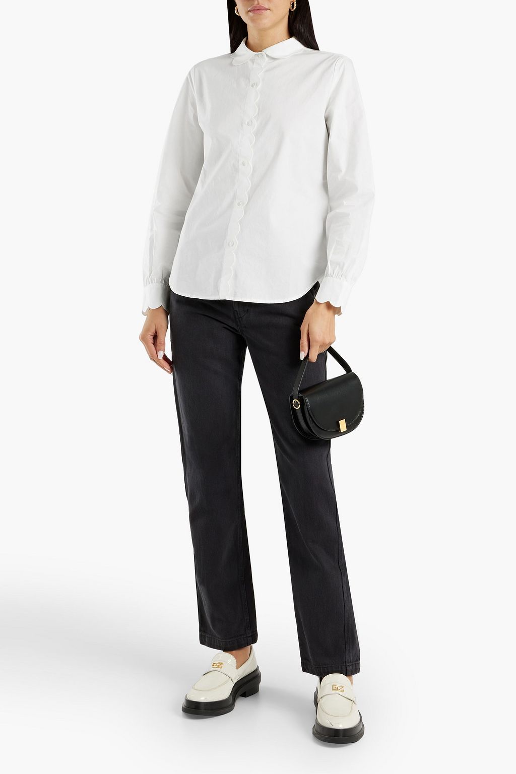 ALEX MILL Scalloped cotton-poplin shirt