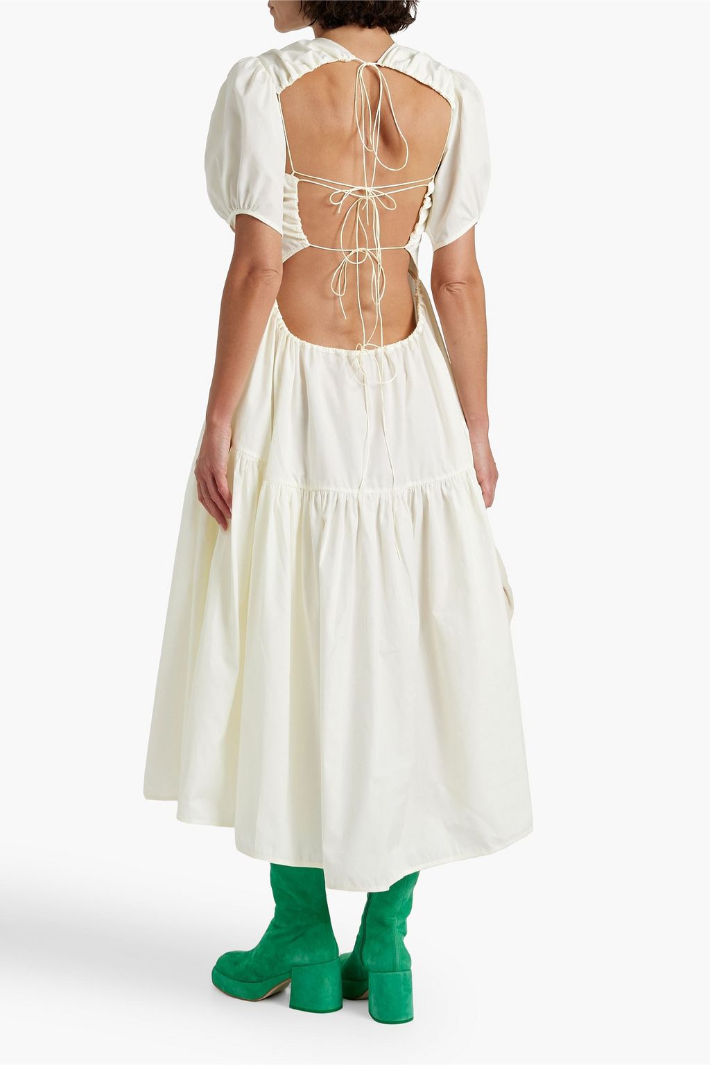 CECILIE BAHNSEN Karoline open-back tiered cotton-poplin midi dress