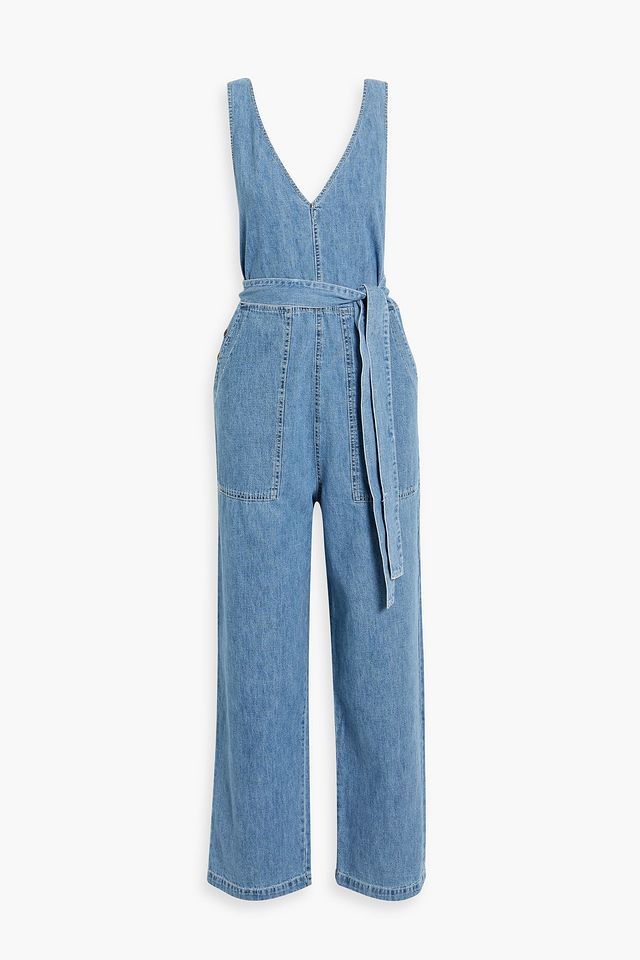 Belted denim jumpsuit