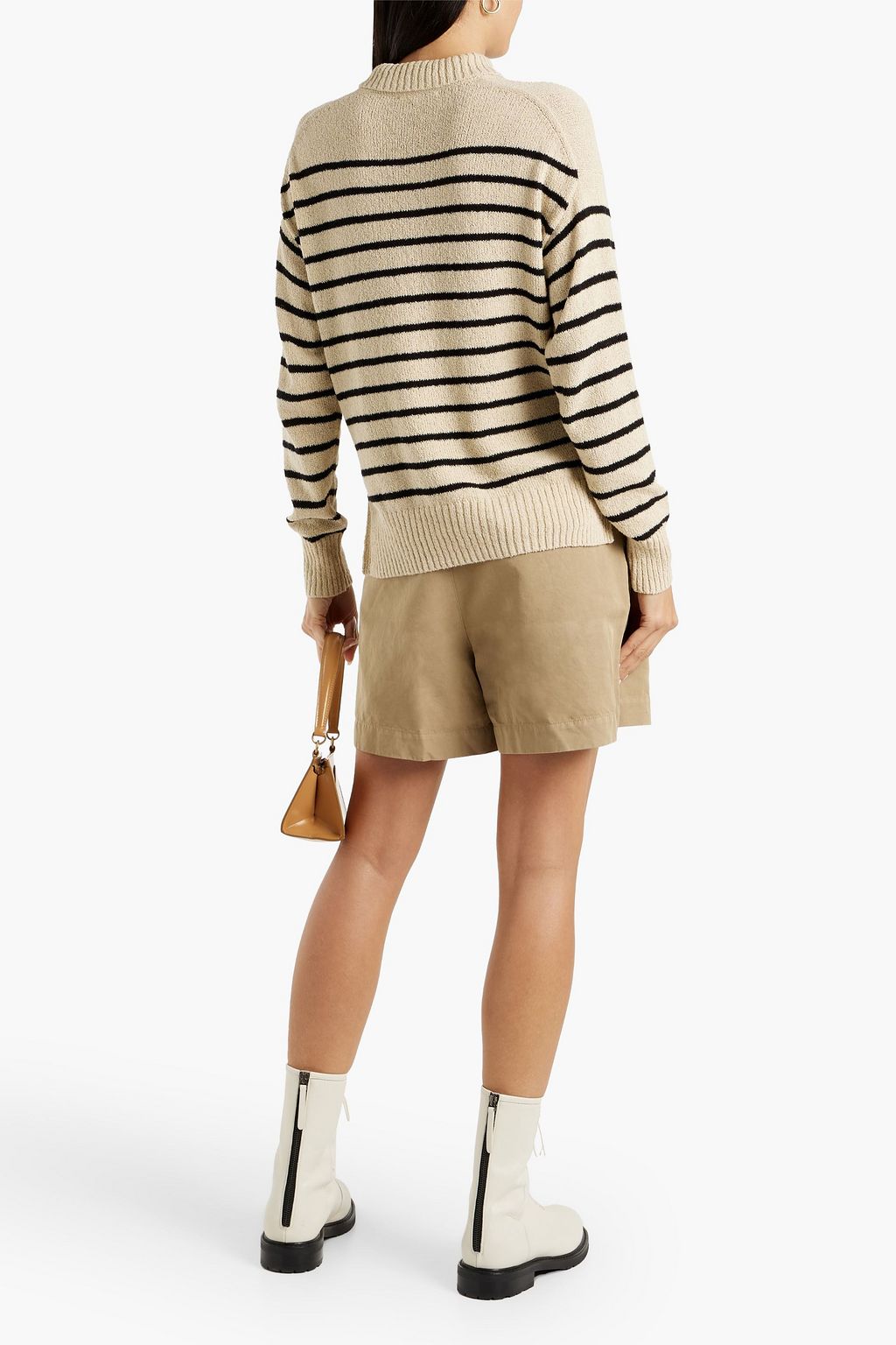 ALEX MILL Alice striped bouclé-knit cotton-blend polo sweater