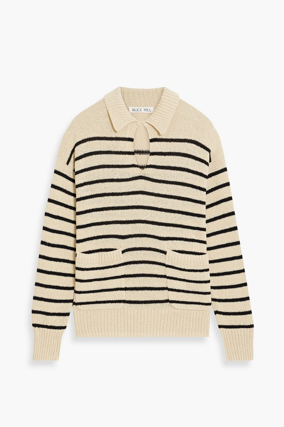 Alex Mill Alice Striped Bouclé-knit Cotton-blend Polo Sweater In Beige