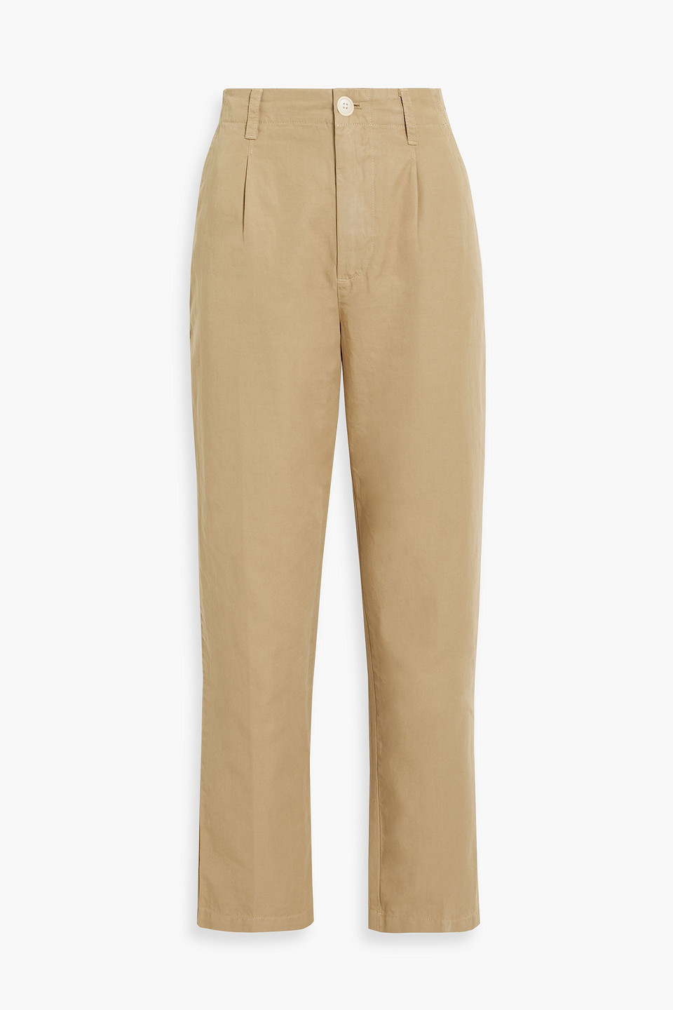 Alex Mill Pleated Cotton And Linen-blend Straight-leg Trousers In Sand