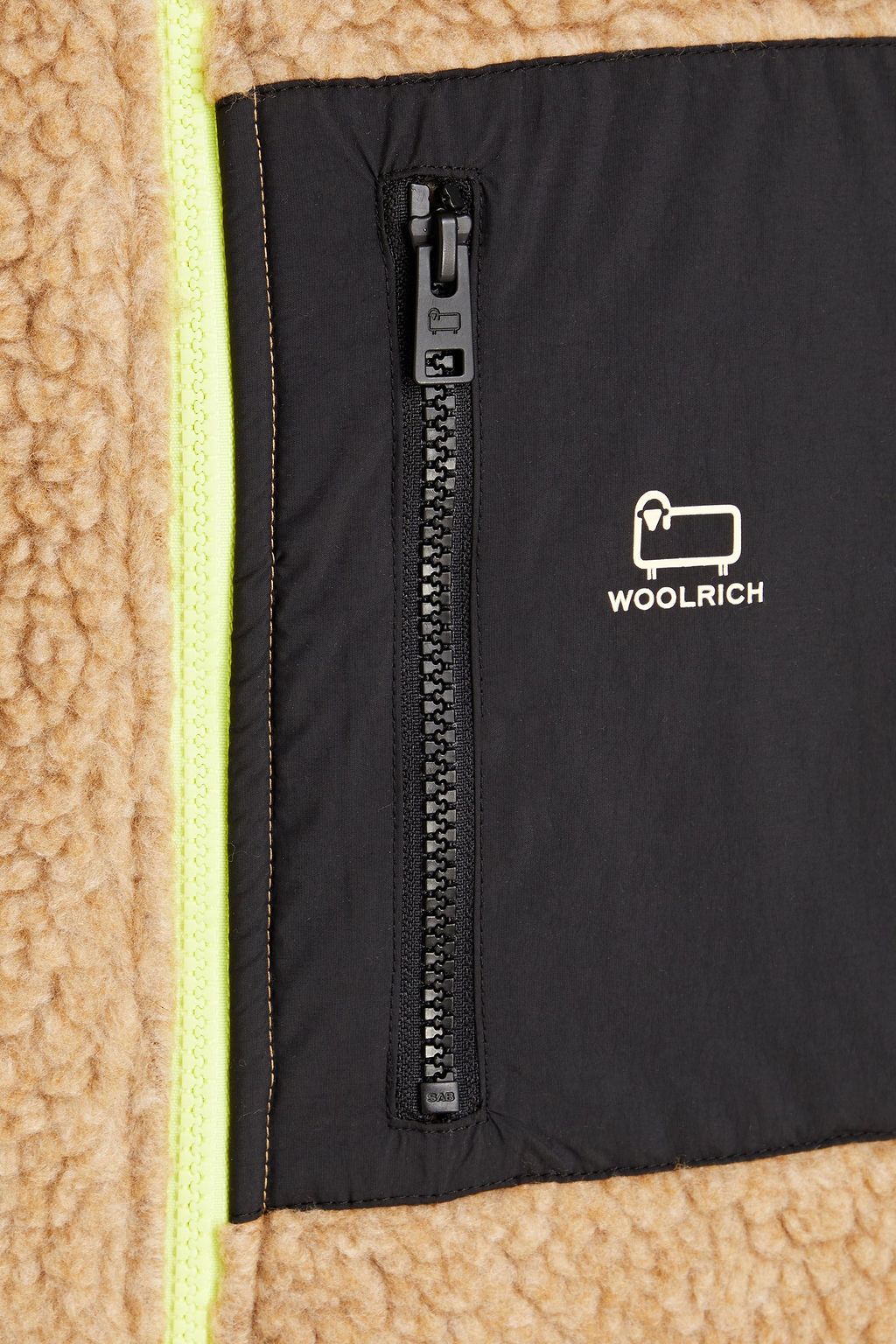 WOOLRICH Faux shearling-paneled cotton-fleece zip-up sweatshirt