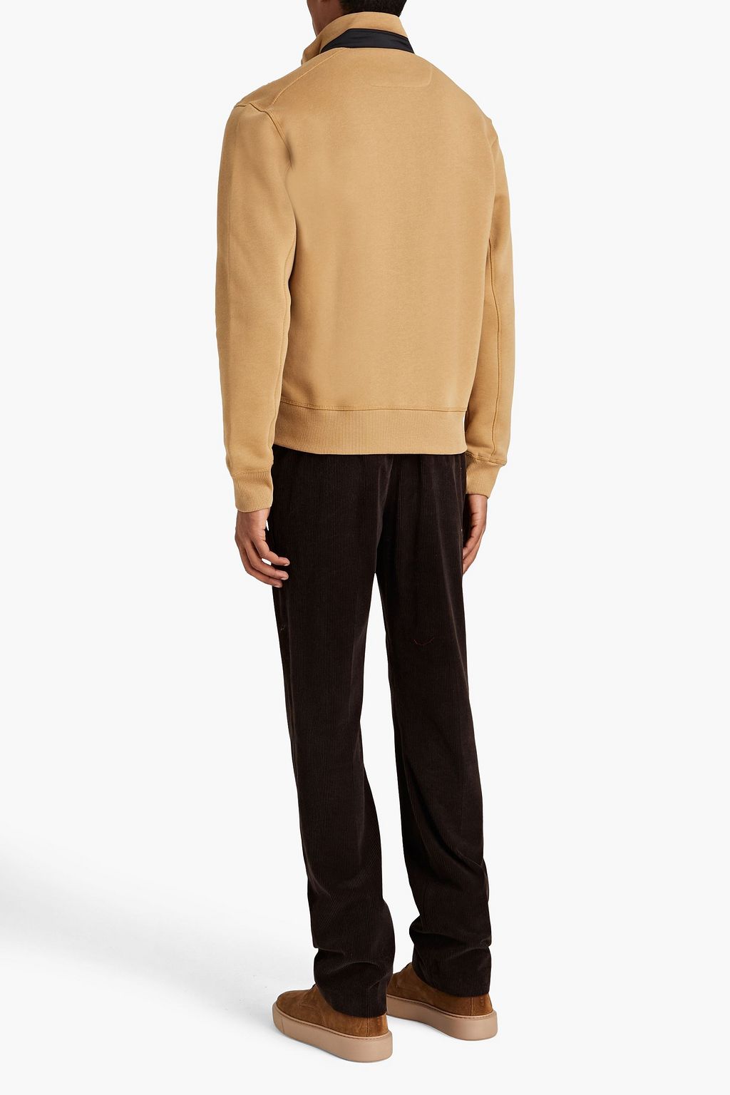 WOOLRICH Faux shearling-paneled cotton-fleece zip-up sweatshirt