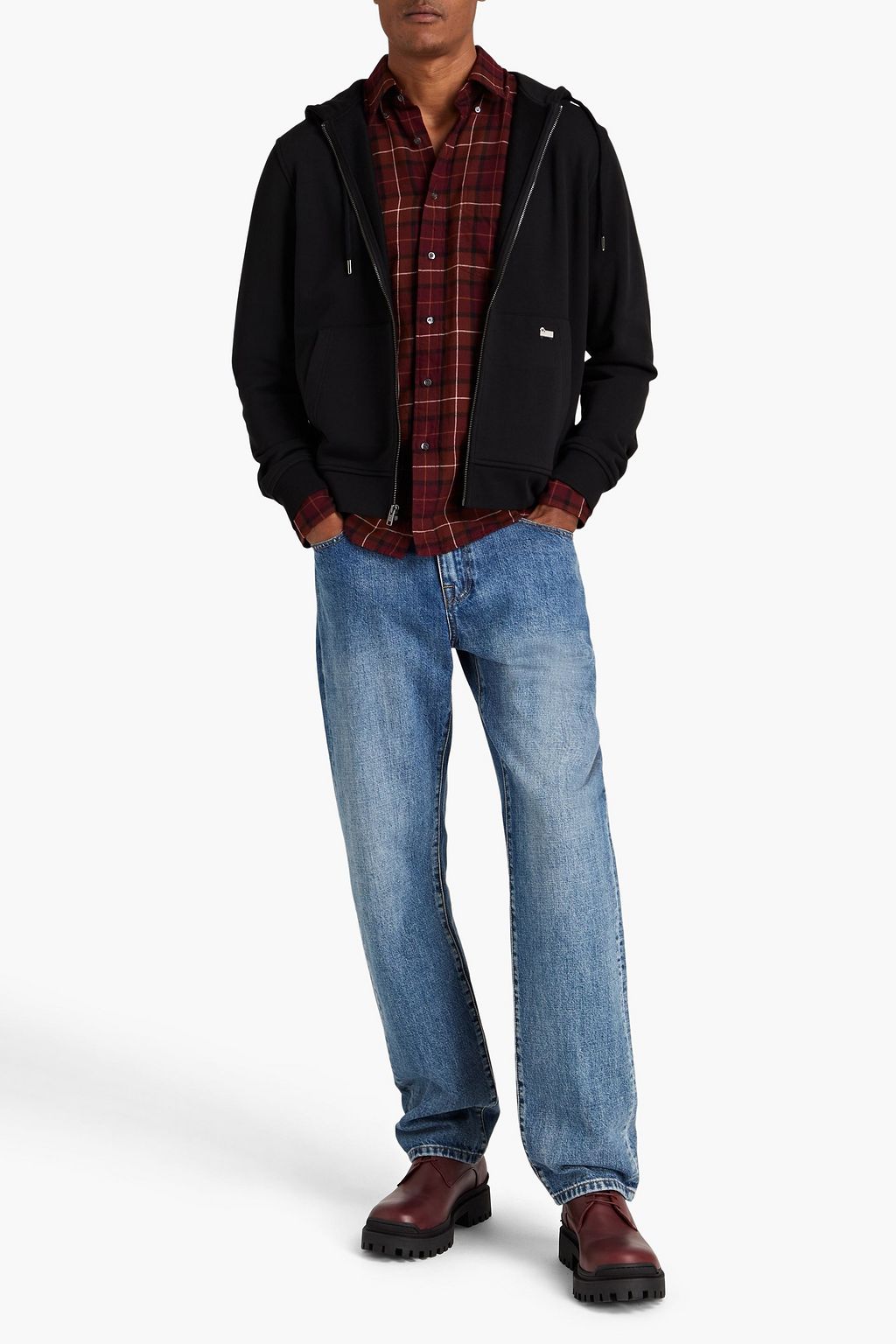 WOOLRICH Embroidered French cotton-blend terry zip-up hoodie