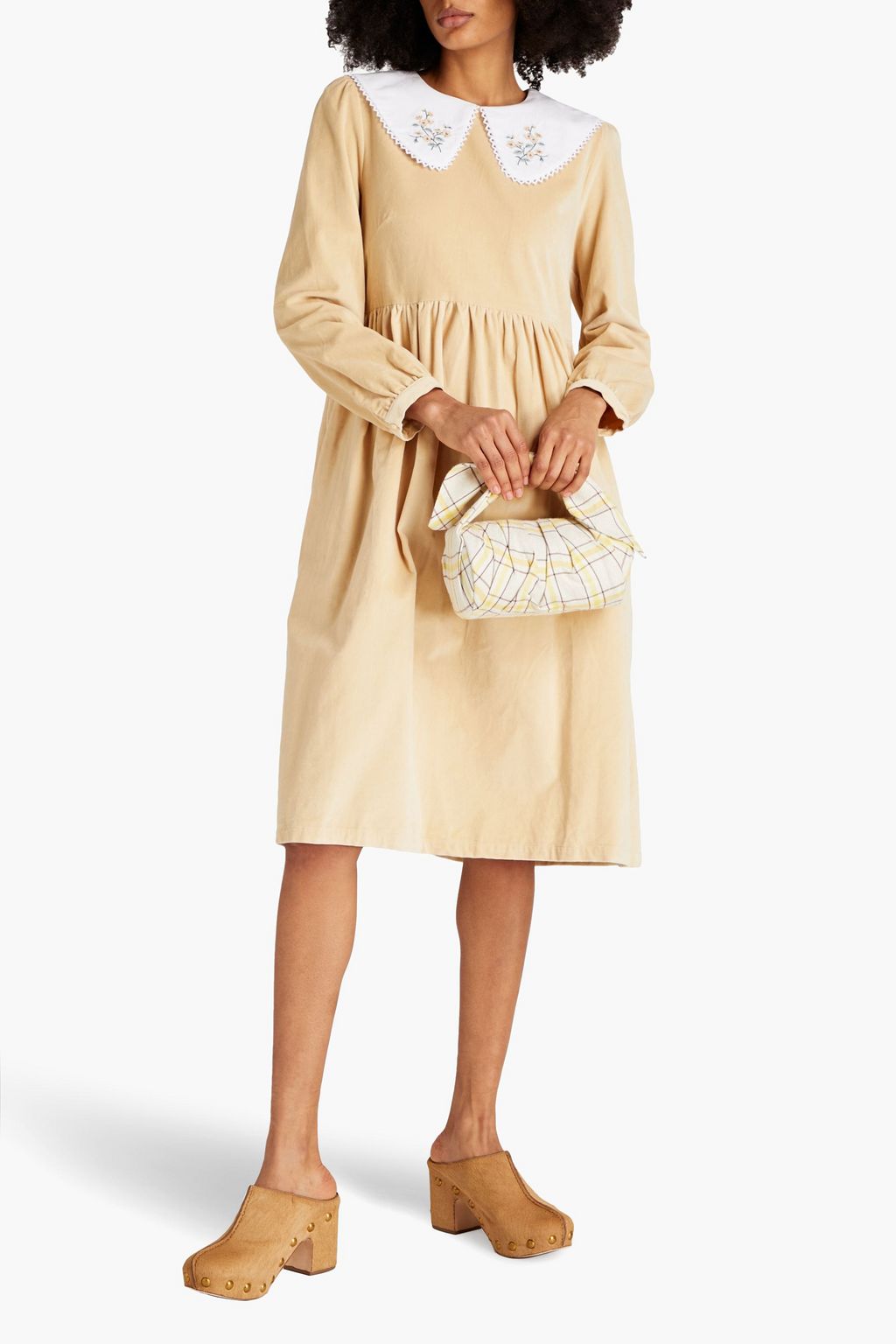 MEADOWS Gathered organic cottonvelvet dress THE