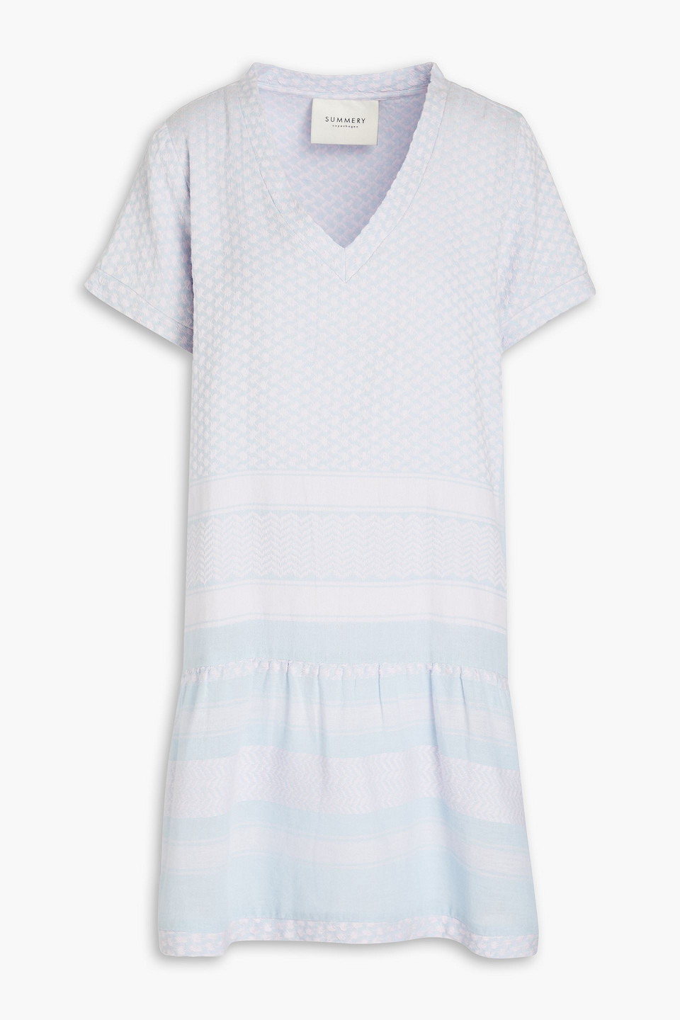 Summery Copenhagen Gathered Cotton-jacquard Mini Dress In White