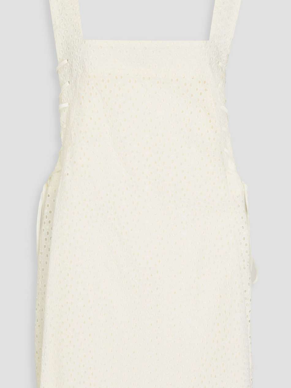waikiki tie-detailed broderie anglaise cotton mini dress