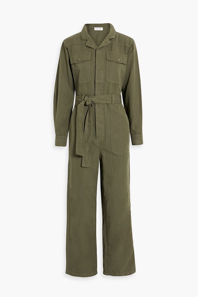 Mel belted cotton and linen-blend twill jumpsuit