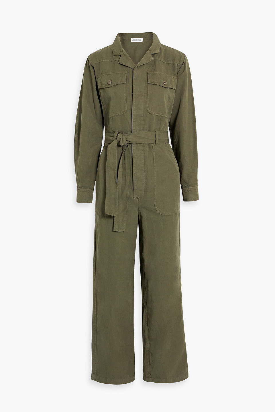 Alex Mill Mel Cotton And Linen-blend Twill Jumpsuit In Army Green