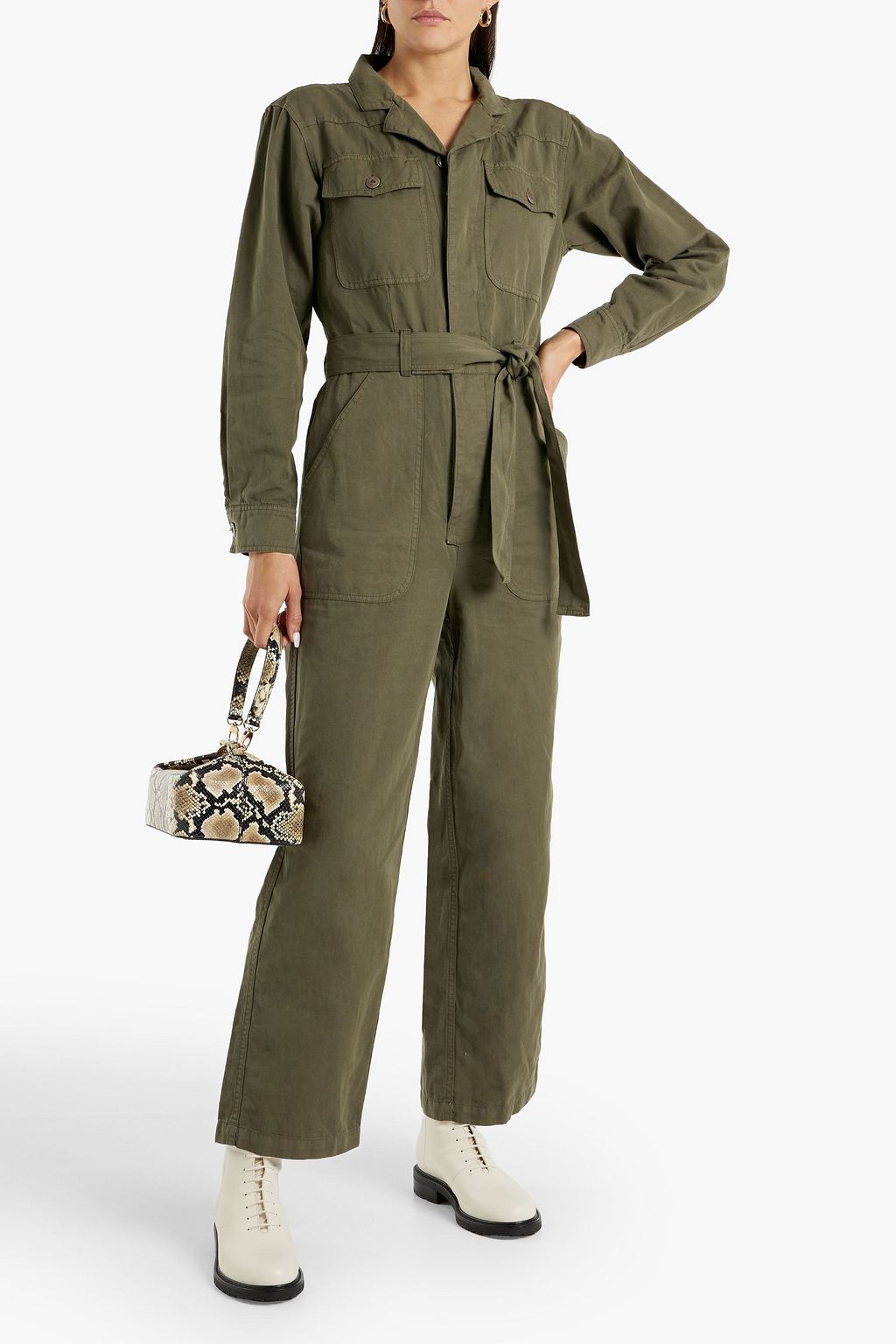 ALEX MILL Mel slub cotton and linen-blend twill jumpsuit