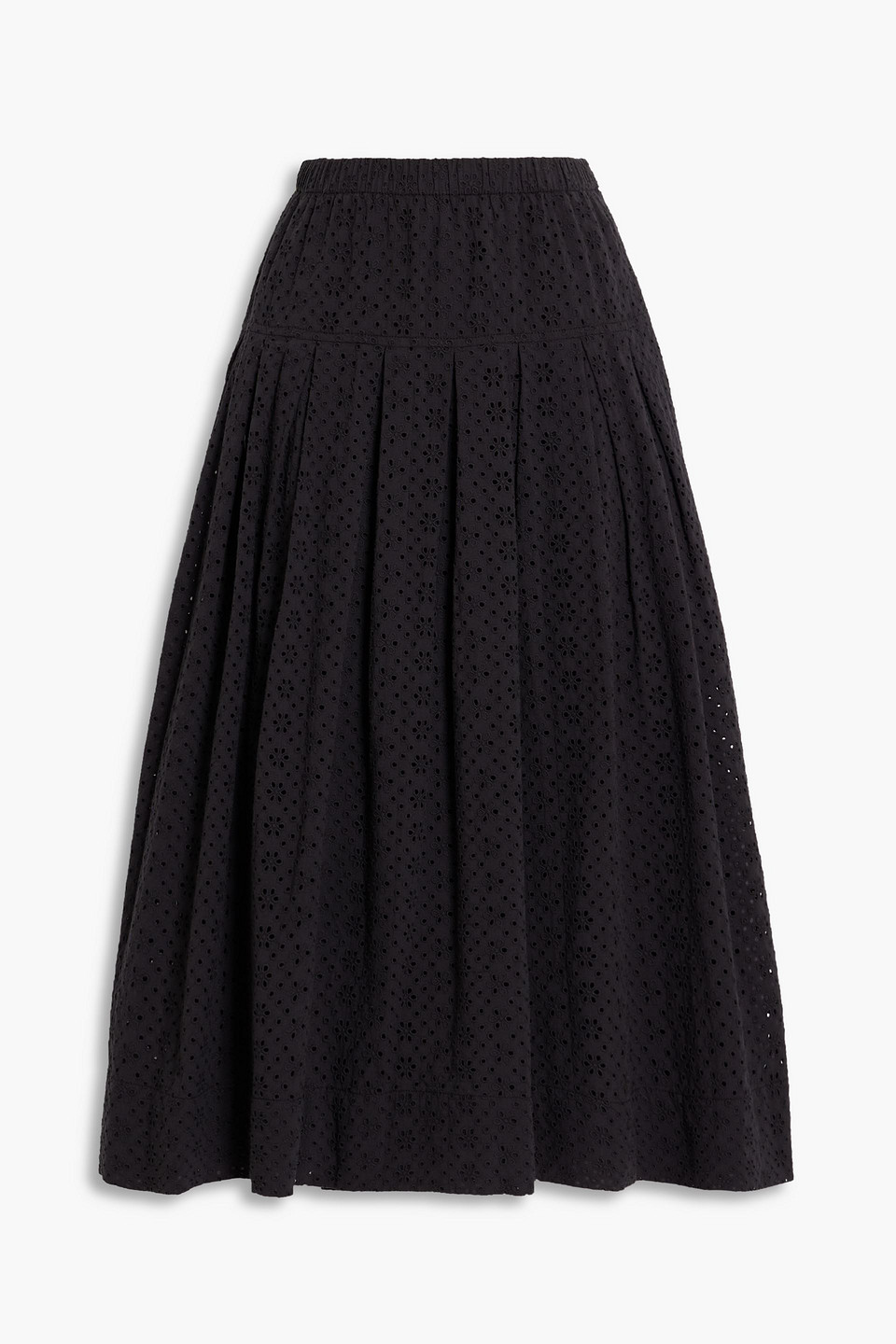 Alex Mill June pleated broderie anglaise cotton midi skirt