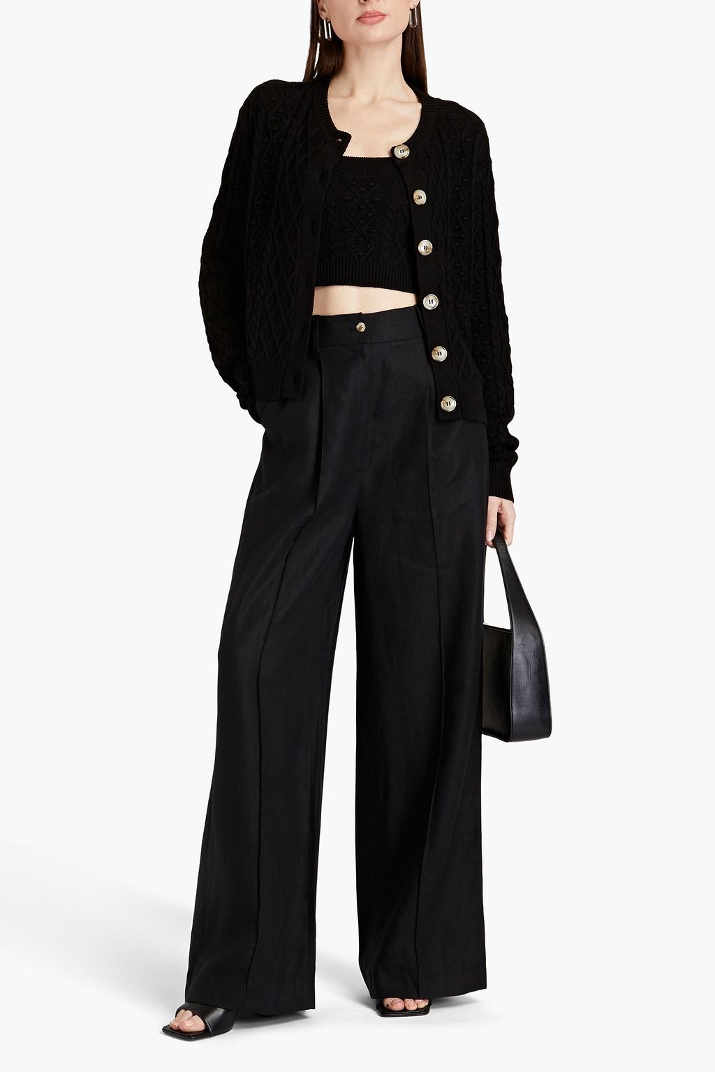 LOULOU STUDIO ケーブルニット シルク混 カーディガン