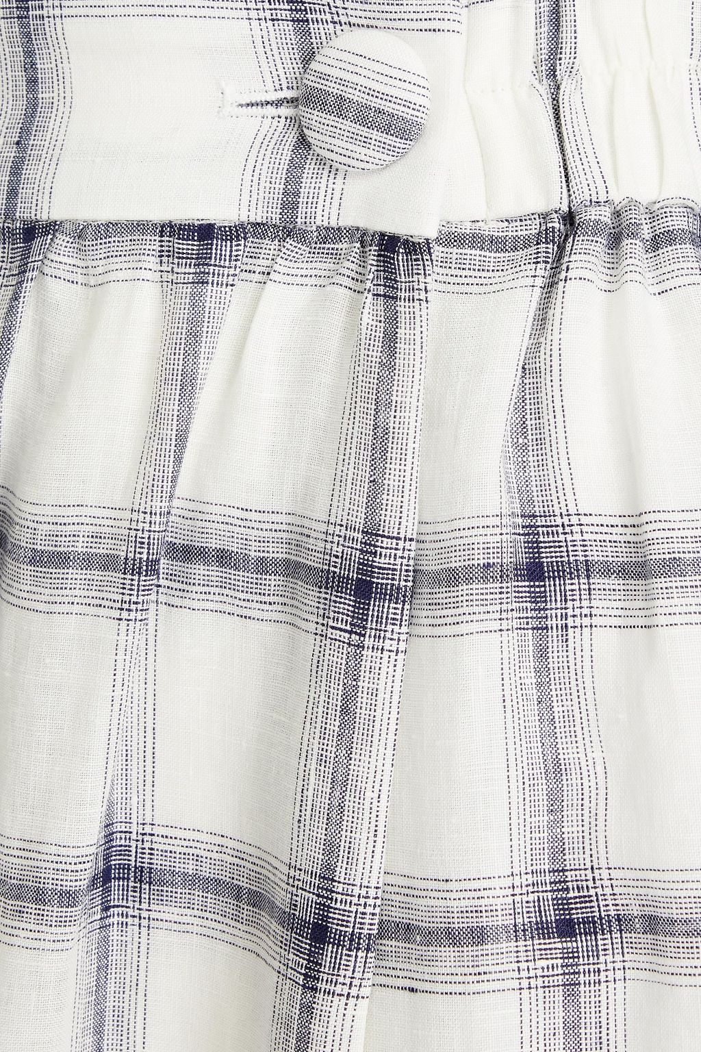LISA MARIE FERNANDEZ Wrap-effect checked linen midi skirt