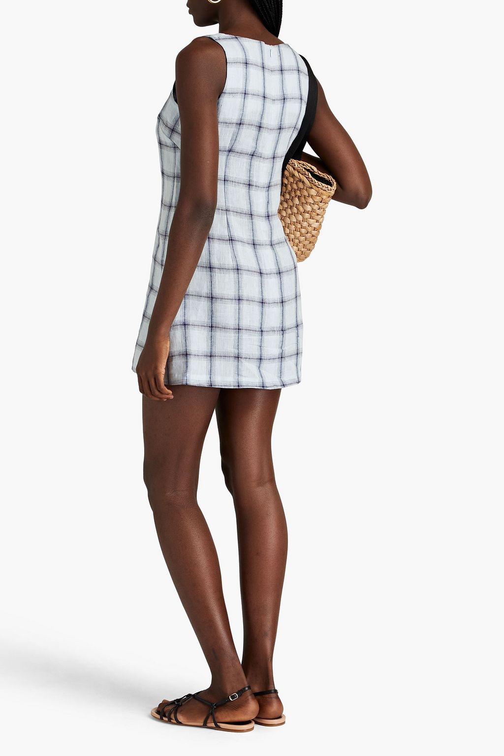 LISA MARIE FERNANDEZ Checked linen mini dress