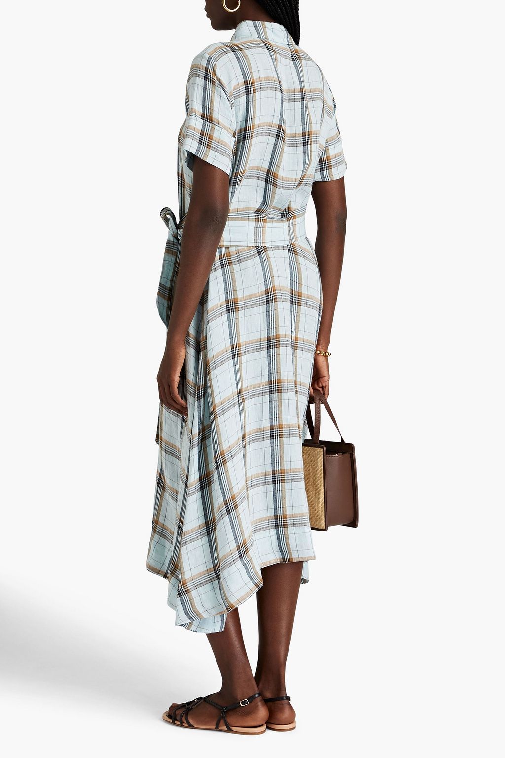 LISA MARIE FERNANDEZ Checked linen midi shirt dress