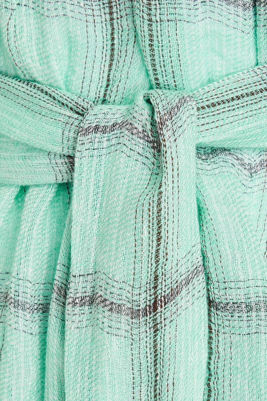 LISA MARIE FERNANDEZ Checked linen-blend gauze mini dress