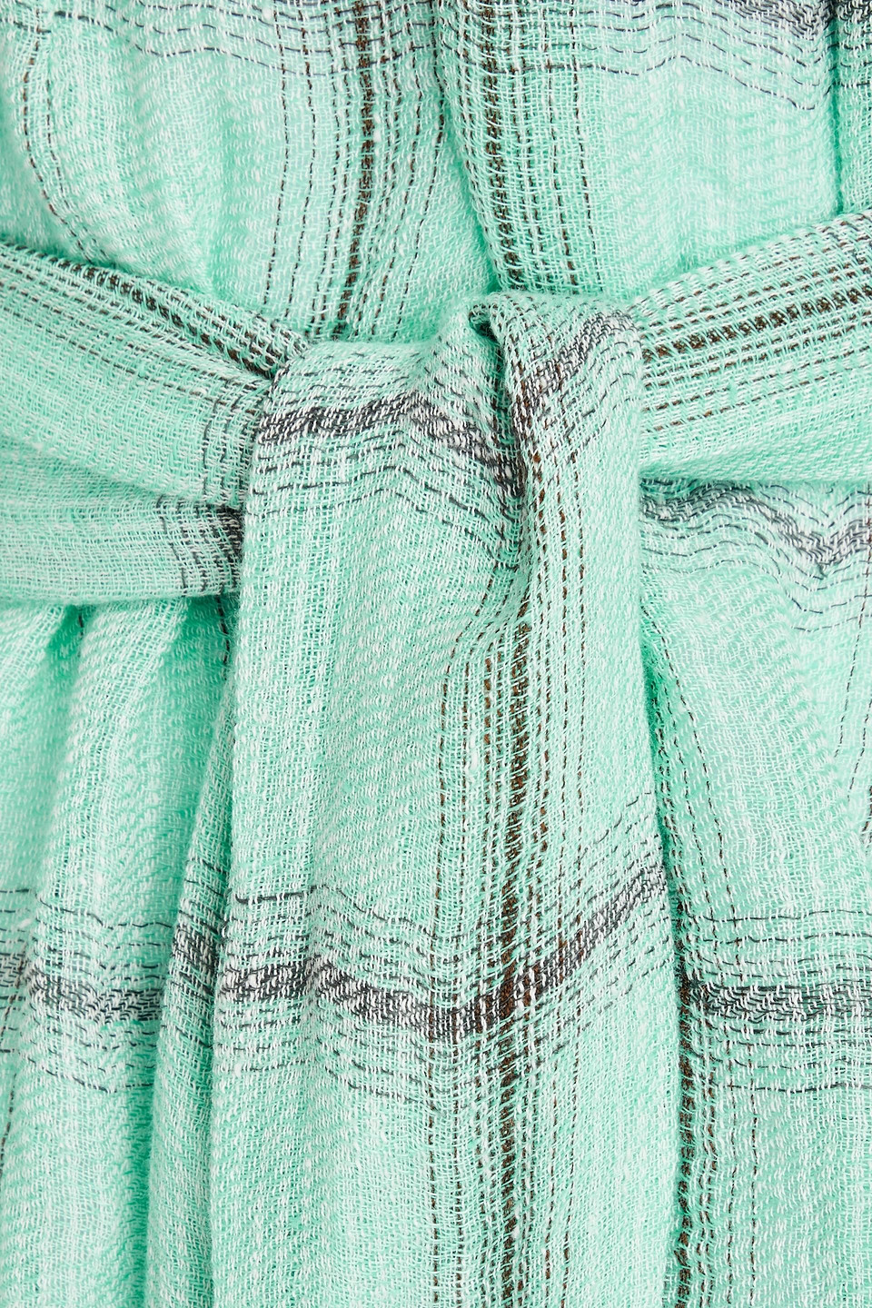 Lisa Marie Fernandez + Net Sustain Poet Belted Checked Linen-blend Gauze Mini Dress In Mint