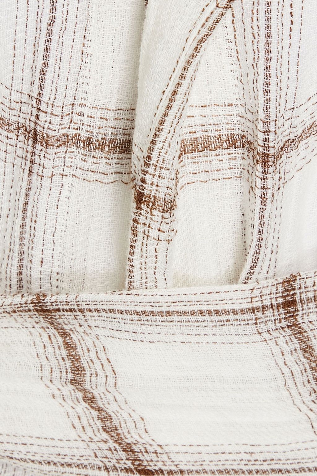 LISA MARIE FERNANDEZ Checked linen-blend gauze hooded robe