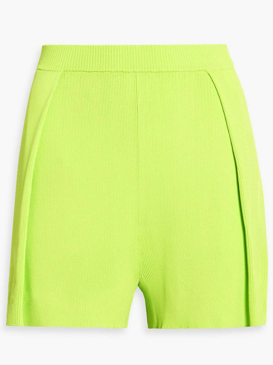 pleated ribbed-knit shorts