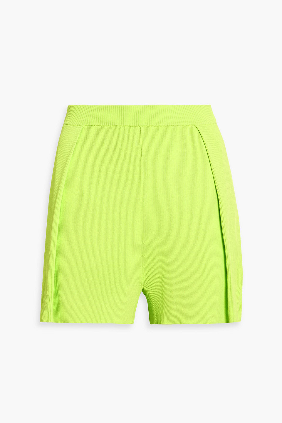 Lapointe Pleated Ribbed-knit Shorts In Lime Green