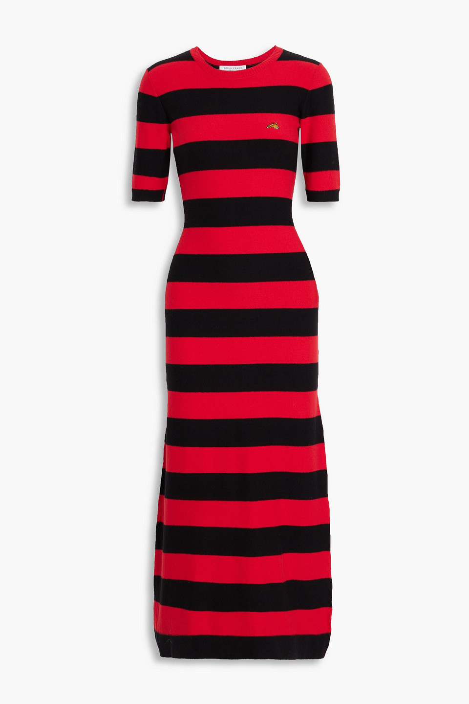 Bella Freud Cher Striped Cotton-blend Jersey Midi Dress In Red