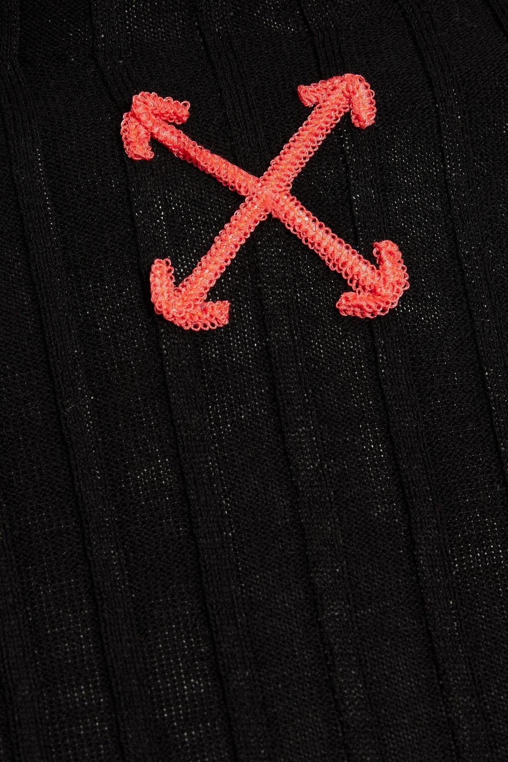 OFF-WHITE™ Embroidered ribbed cotton turtleneck top