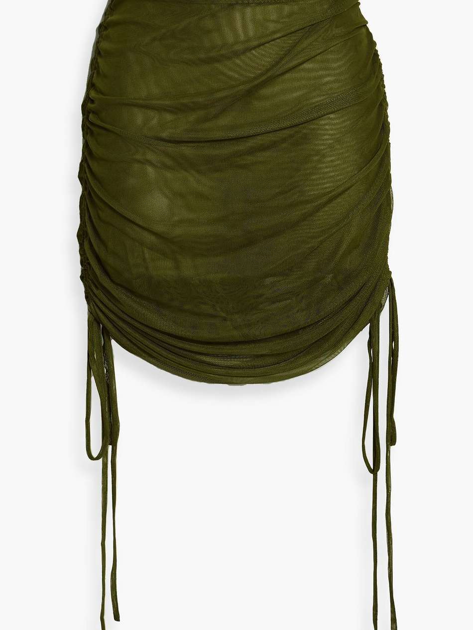 ruched stretch-tulle mini skirt