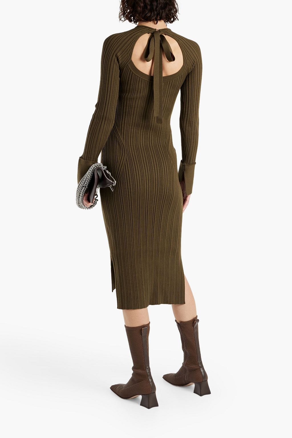 3.1 PHILLIP LIM 컷아웃 디테일 리브 울 혼방 미디 드레스