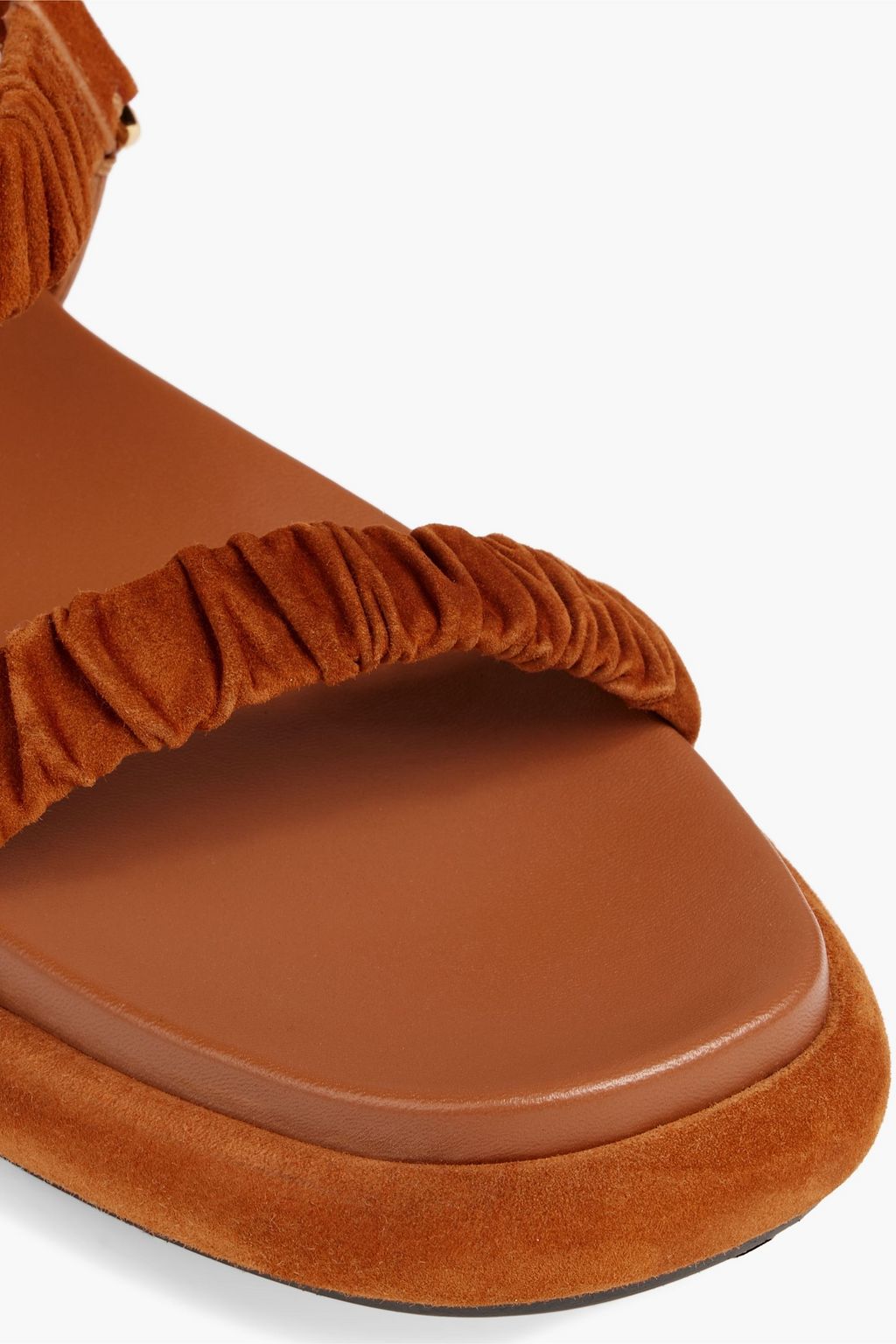 KHAITE Puglia ruched suede platform slingback sandals