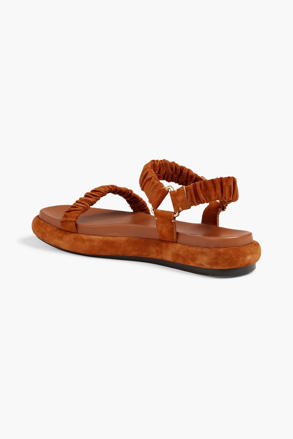 KHAITE Puglia ruched suede platform slingback sandals