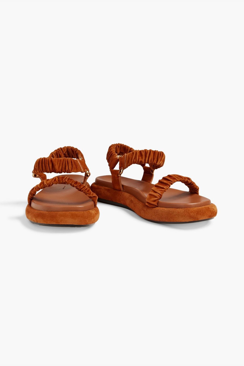KHAITE Puglia ruched suede platform slingback sandals