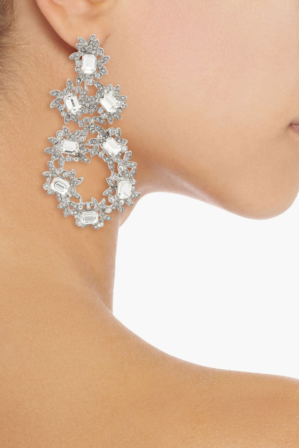 KENNETH JAY LANE Silver-tone crystal earrings