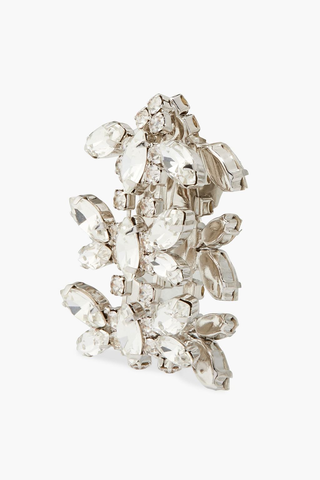 KENNETH JAY LANE Silver-tone crystal clip earrings
