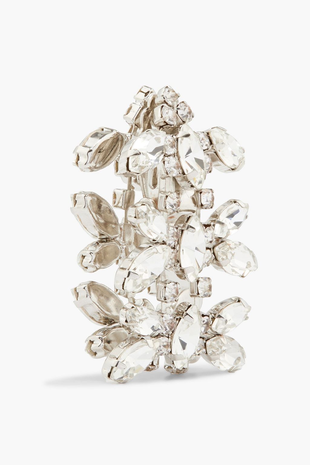 KENNETH JAY LANE Silver-tone crystal clip earrings
