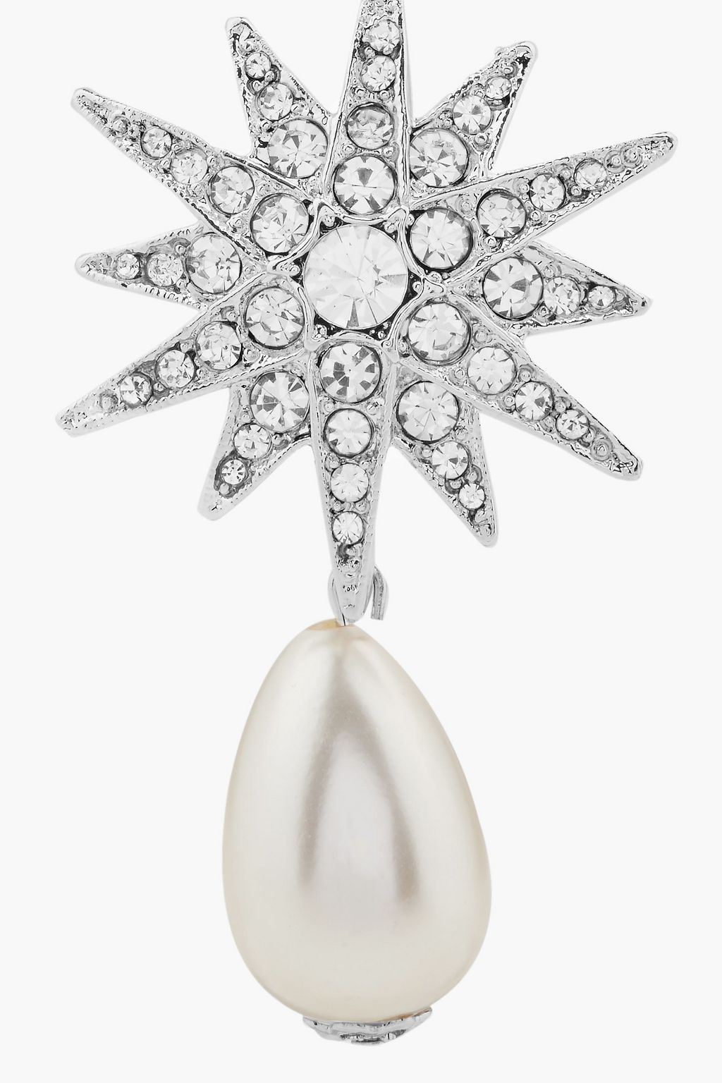 KENNETH JAY LANE Silver-tone, faux pearl and crystal clip earrings