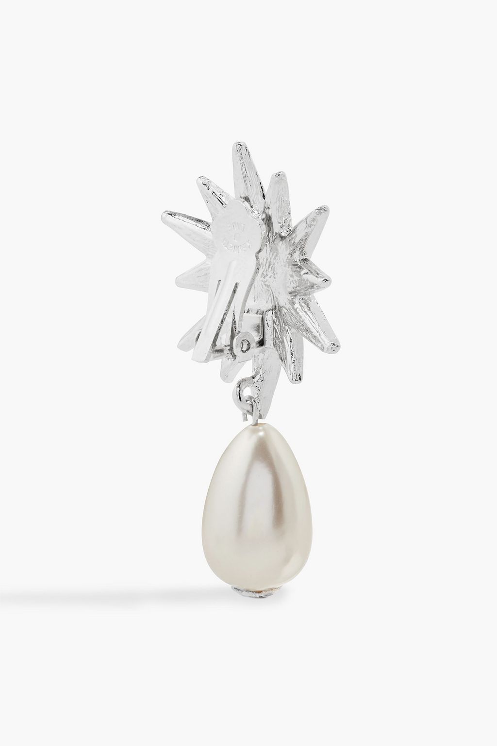 KENNETH JAY LANE Silver-tone, faux pearl and crystal clip earrings
